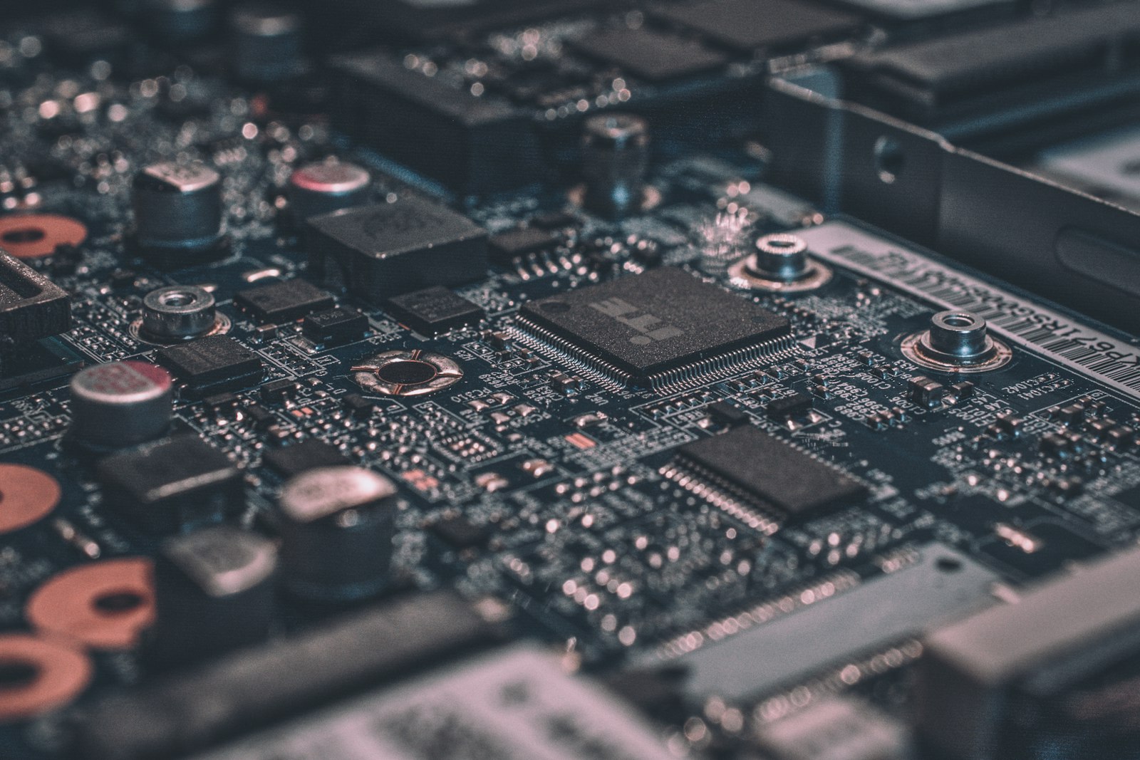 A close view of a computer circuit board representing AI PC hardware acceleration