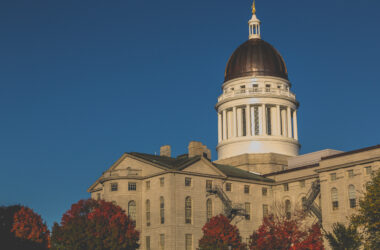 Maine State House in Augusta, Maine, where the attorney general's office oversees the state's data breach reporting system.