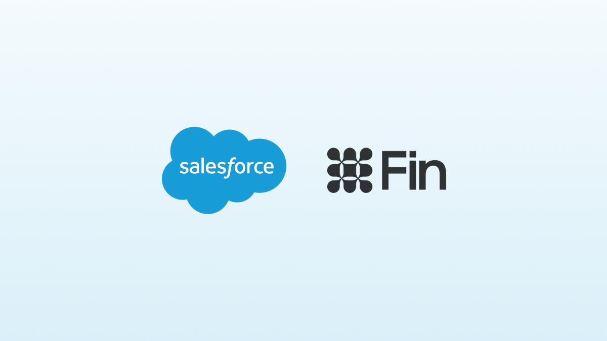 Salesforce and Fin logos on a light blue background