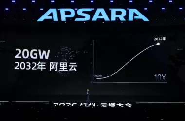 Alibaba CEO Eddie Wu presenting the company’s AI roadmap at Apsara Conference 2026