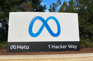 Meta headquarters sign in Menlo Park, California