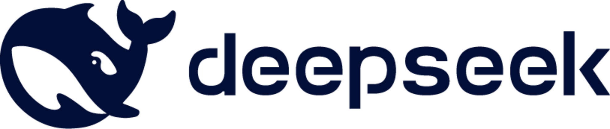 DeepSeek logo in blue on a white background