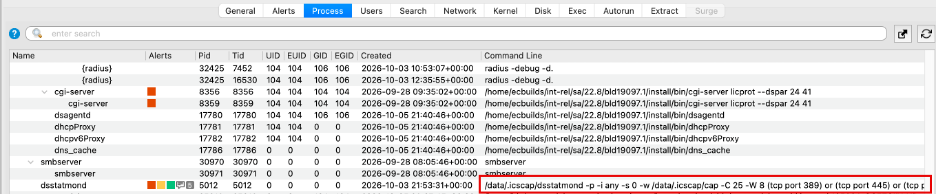 Volexity memory forensics view showing suspicious activity on an Ivanti Connect Secure appliance